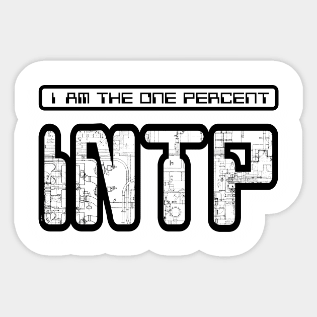 INTP - I Am The One Percent (Blueprint) Sticker by Frontier Tech Team